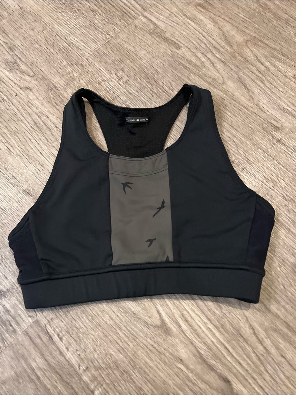 oiselle Black and Grey Racerback Sports Bra